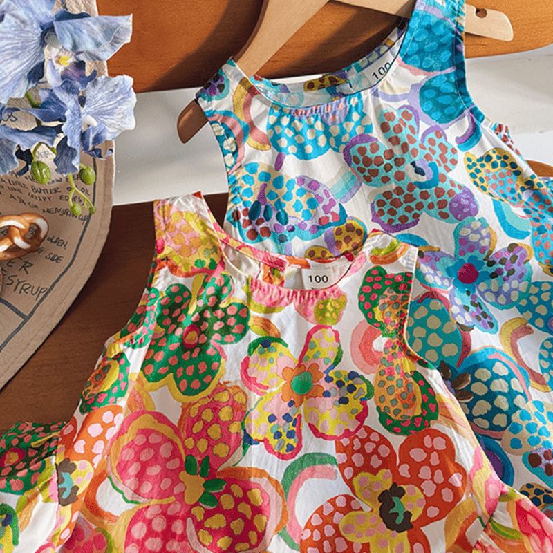 Toddler Chic Dots Flower Sleeveless Dress - image 8