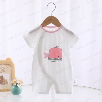 Baby Elephant Whale Crown White Romper - Pink Whale - 18-24M - image 5