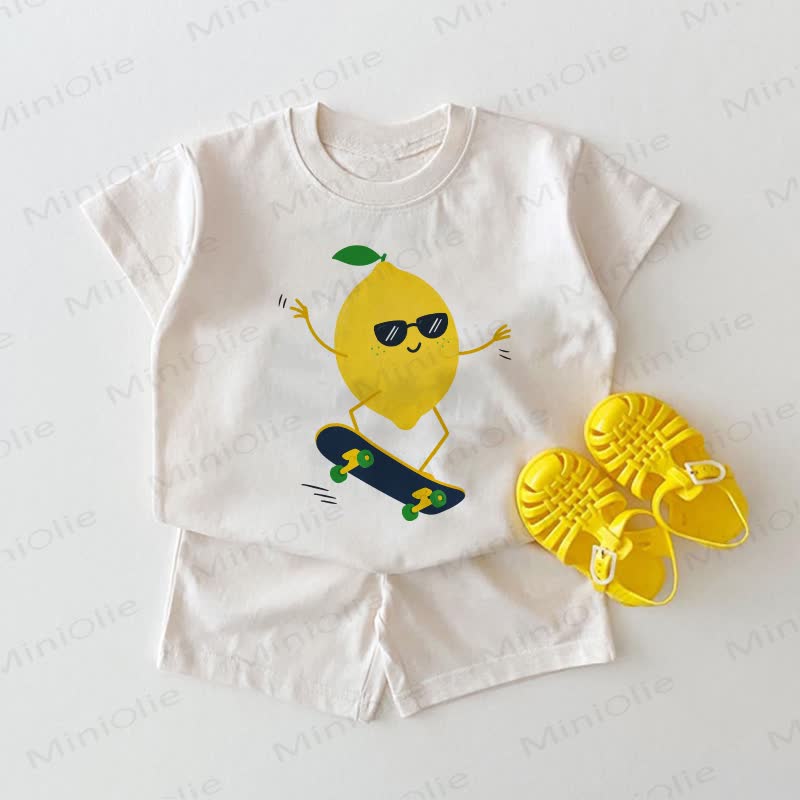 Baby Lemon Print 2-piece White Set - White - 18-24M - image 1