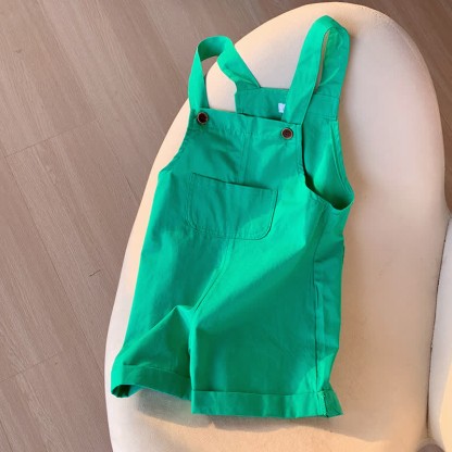 Toddler Solid Color Youthful Overalls - Green - 10Y - image 24