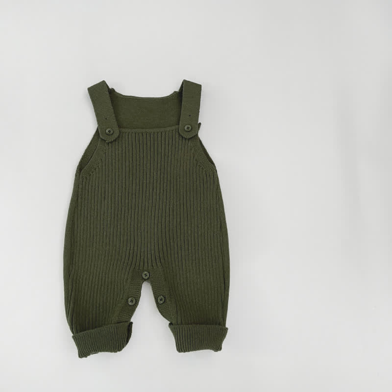 Baby Solid Color Knitted Overalls - Green - 2-3T - image 7