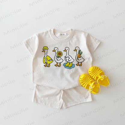 Baby Goose Print White 2-piece Set - White - 18-24M - image 1