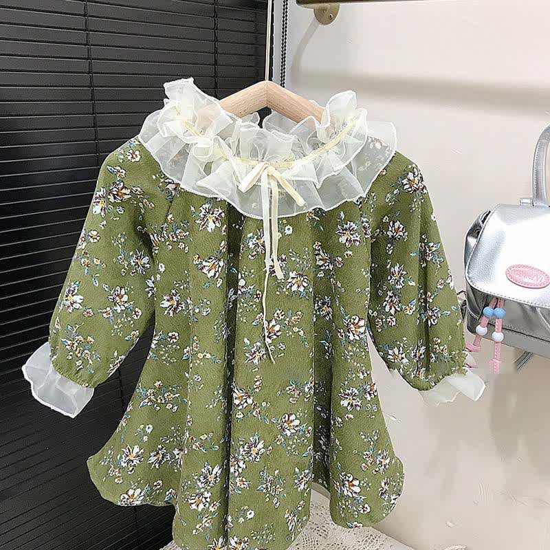 Toddler Green Flower Corduroy Dress - image 6