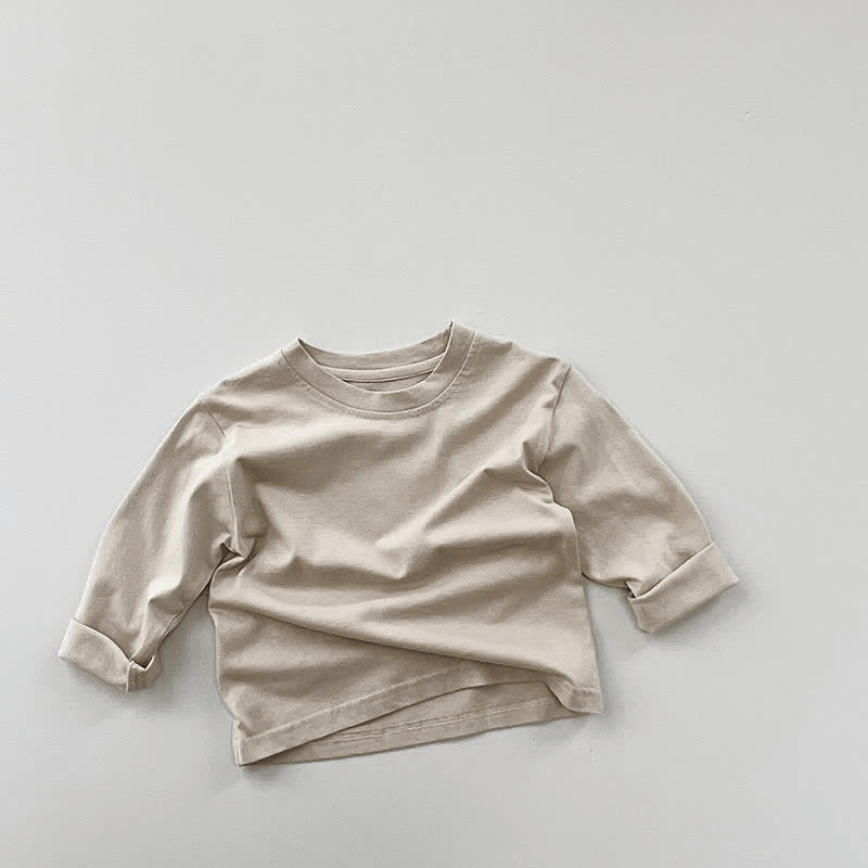 Toddler Retro Solid Color Casual T-Shirt - Aprciot - 7-9T - image 3