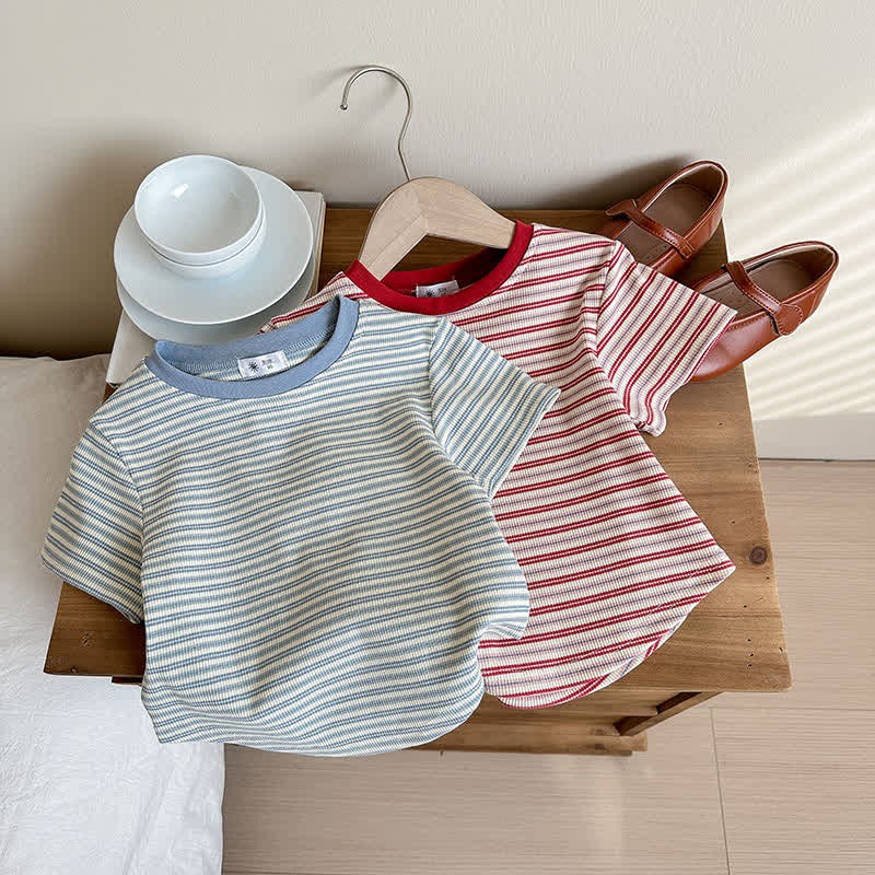 Kids Contrast Color Striped Base Layer T-Shirt - image 10