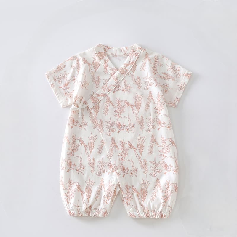 Baby Birds and Flowers Kimono Romper - Pink - 12-18M - image 3