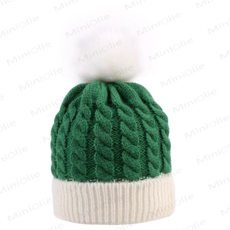 Baby Plush Twist Christmas Knitted Beanie - Green and White - 1-4T - image 3