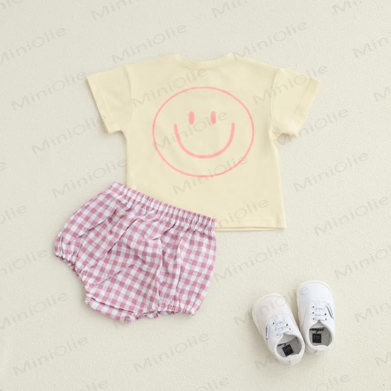 Baby Smile Tee & Plaid Shorts Set - image 5