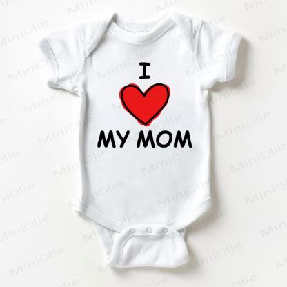 I LOVE MY MOM Baby Slogan White Bodysuit - White - 18-24M - image 1