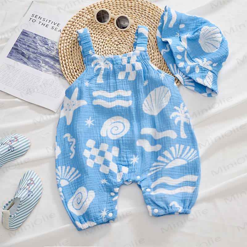 Baby Marine Print Romper with Hat - image 3