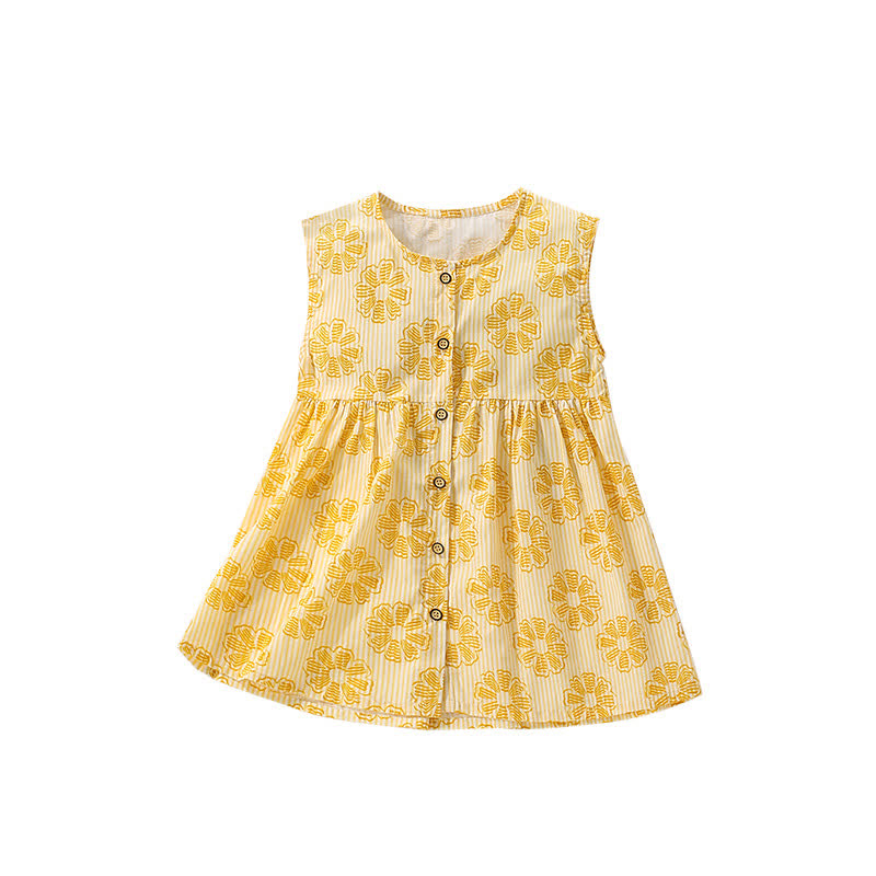 Toddler Kid Yellow Striped Flower Sleeveless Dress - image 8