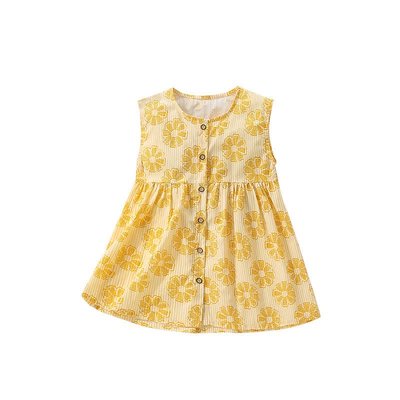 Toddler Kid Yellow Striped Flower Sleeveless Dress - image 8