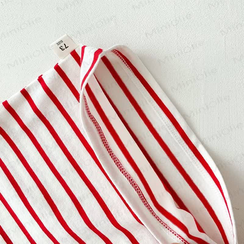 Baby Solid Color Striped Loose T-shirt - image 13