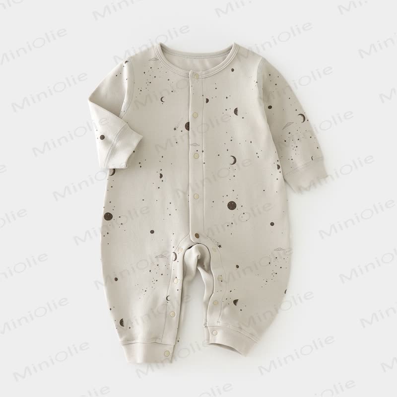 Baby Mushroom Print Soft Cotton Snap Romper - Gray Moon - 18-24M - image 8
