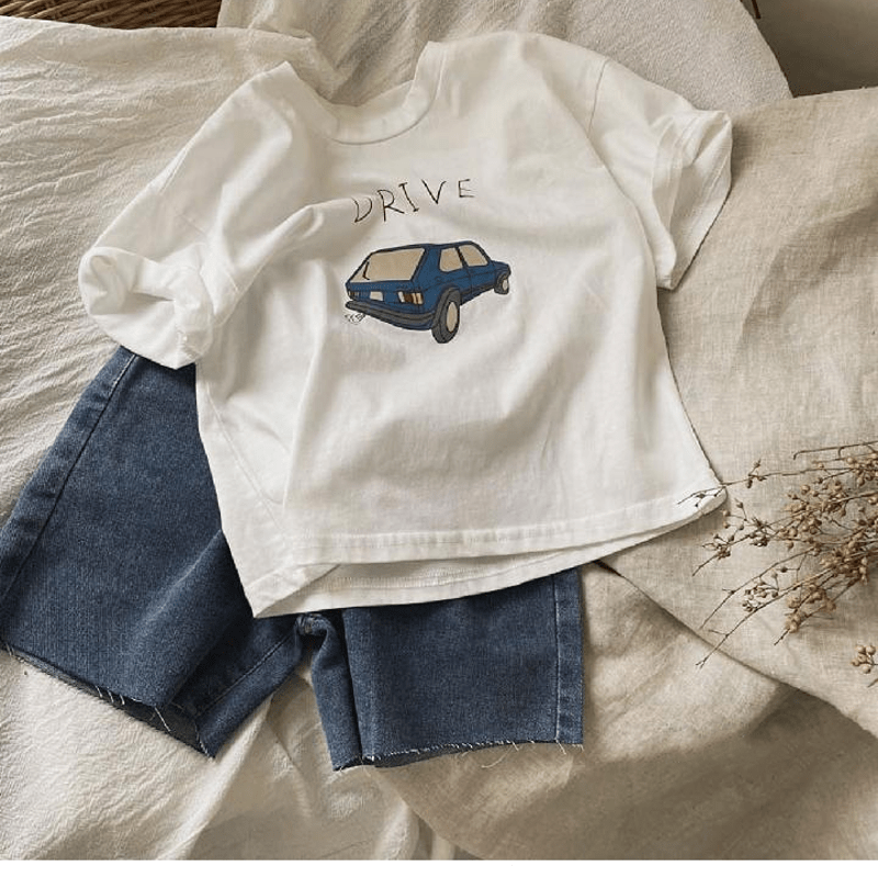 DRIVE Kid Boy Blue Cartoon Car T-Shirt - image 7