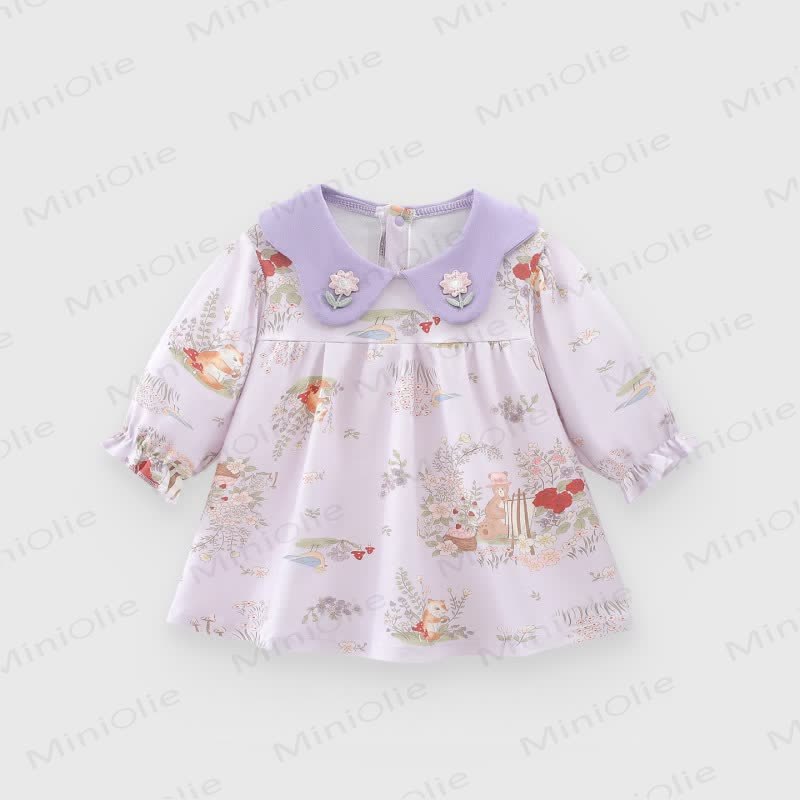 Baby Toddler Girl Flower Animal Dress - Purple Bear - 8Y - image 9