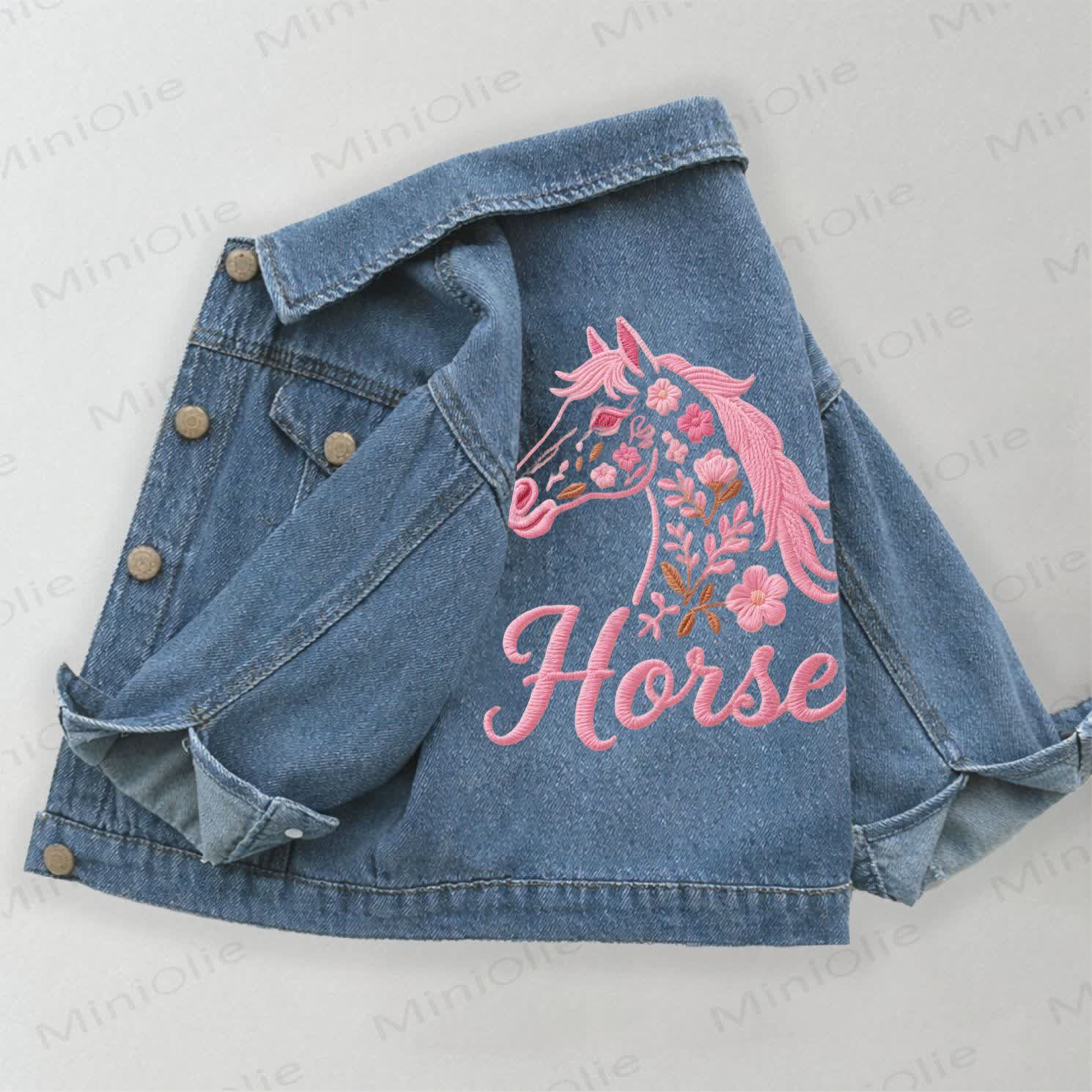 HORSE Toddler Kid Horse Print Denim Jacket - Blue - 10-11T - image 1