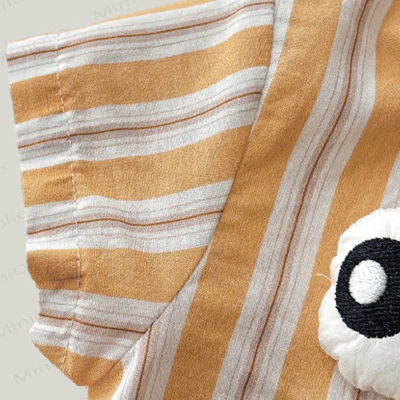 Baby Cartoon Eyes Brown Striped Romper - image 5