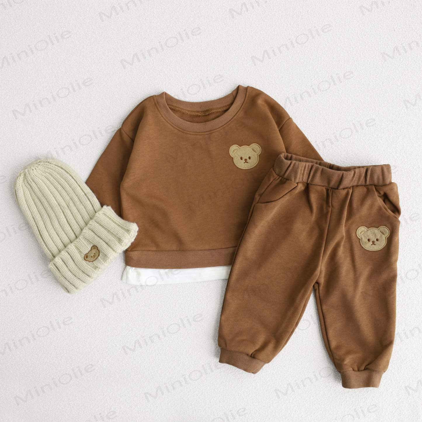 Baby Toddler Cute Bear Sweatshirt & Pants Set - Brown - 5-7T - image 2