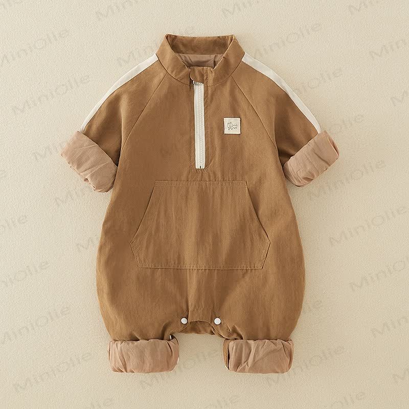 Baby Solid Color Soft Romper - Brown - 18-24M - image 3
