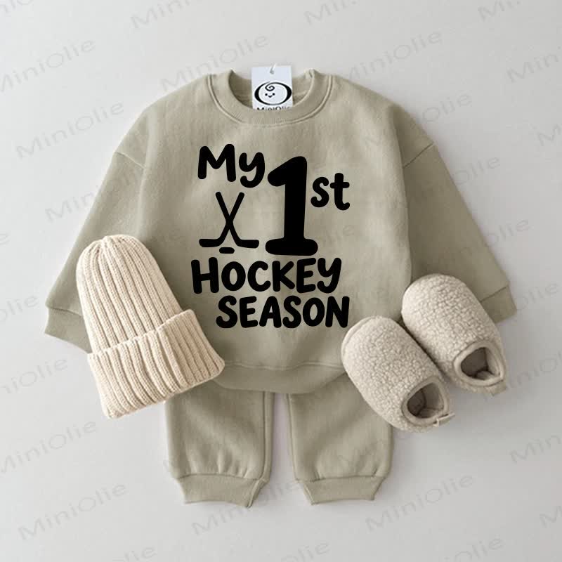 MY 1ST HOCKEY SEASON Baby Sweatshirt 2-piece Set - Grey Green - 2-3T - image 3