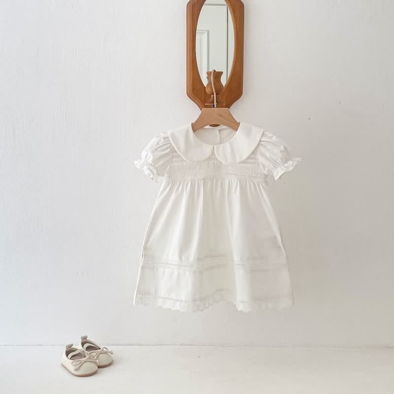 Toddler Girl Solid Color White Sweet Dress - image 4