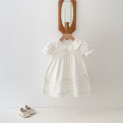 Toddler Girl Solid Color White Sweet Dress - image 4