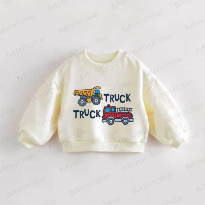 TRUCK TRUCK Baby Toddler Vehicle Print Sweatshirt - Cream - 3-5T - image 1