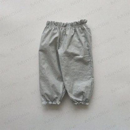 Toddler Tomato Dots Flower Plaid Pants - Grey Plaid - 7-9T - image 24