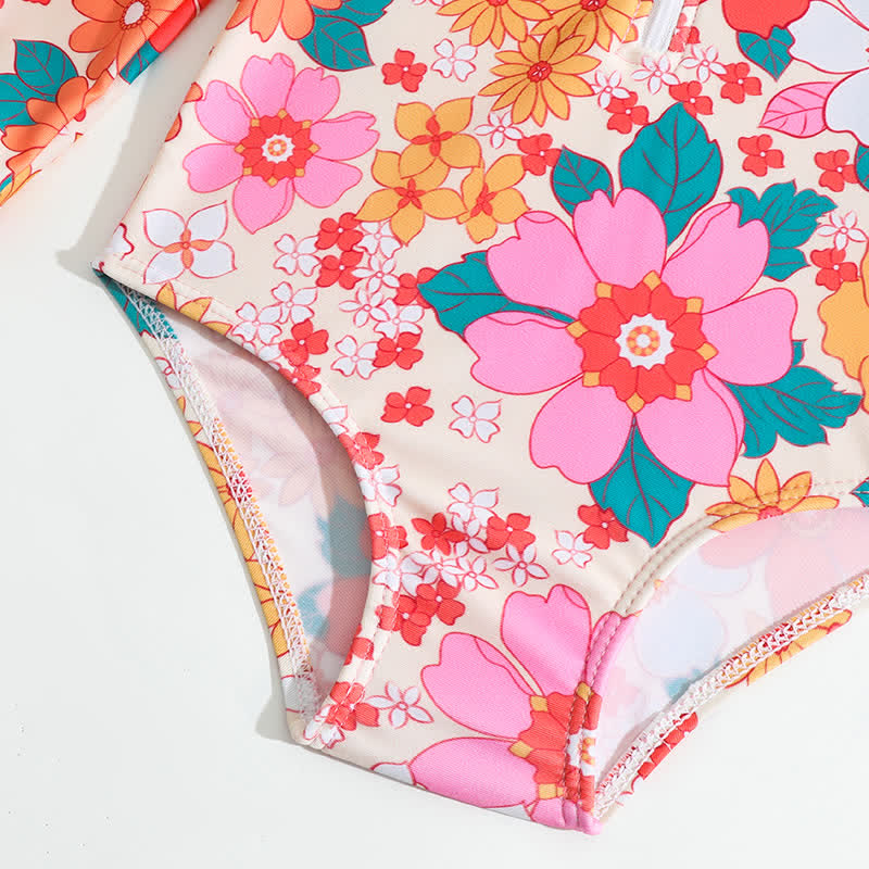 Baby Girl Floral One-piece Swimsuit with Hat - image 10