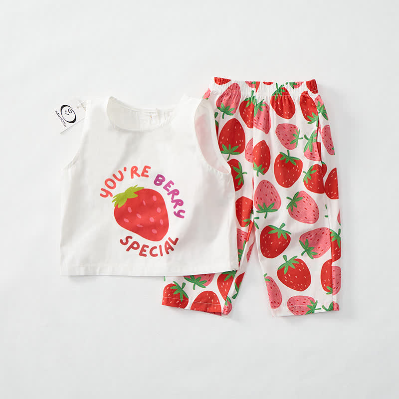 YOU'RE BERRY SPECIAL Baby Strawberry Print 2-piece Sleeveless Set - image 3