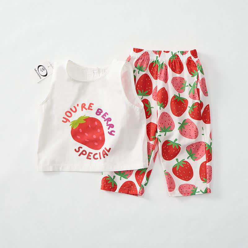 YOU'RE BERRY SPECIAL Baby Strawberry Print 2-piece Sleeveless Set - image 3