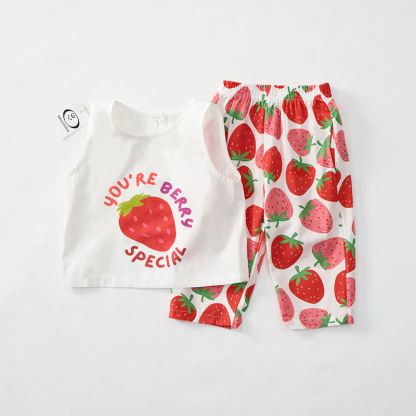 YOU'RE BERRY SPECIAL Baby Strawberry Print 2-piece Sleeveless Set - image 3