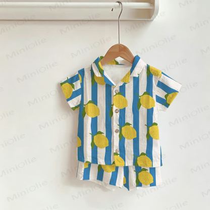 Baby Toddler Lemon Print Shirt and Shorts 2-piece Set - White - 3-5T - image 1
