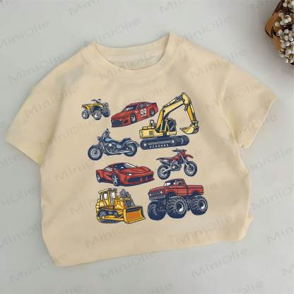 Toddler Kid Vehicle Print Khaki T-shirt - Khaki - 12-13T - image 1