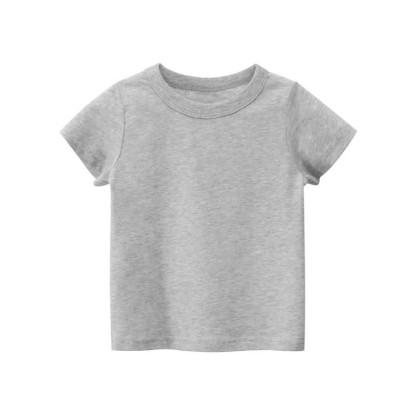 Kid Solid Color Simple T-Shirt - Grey - 10Y - image 4