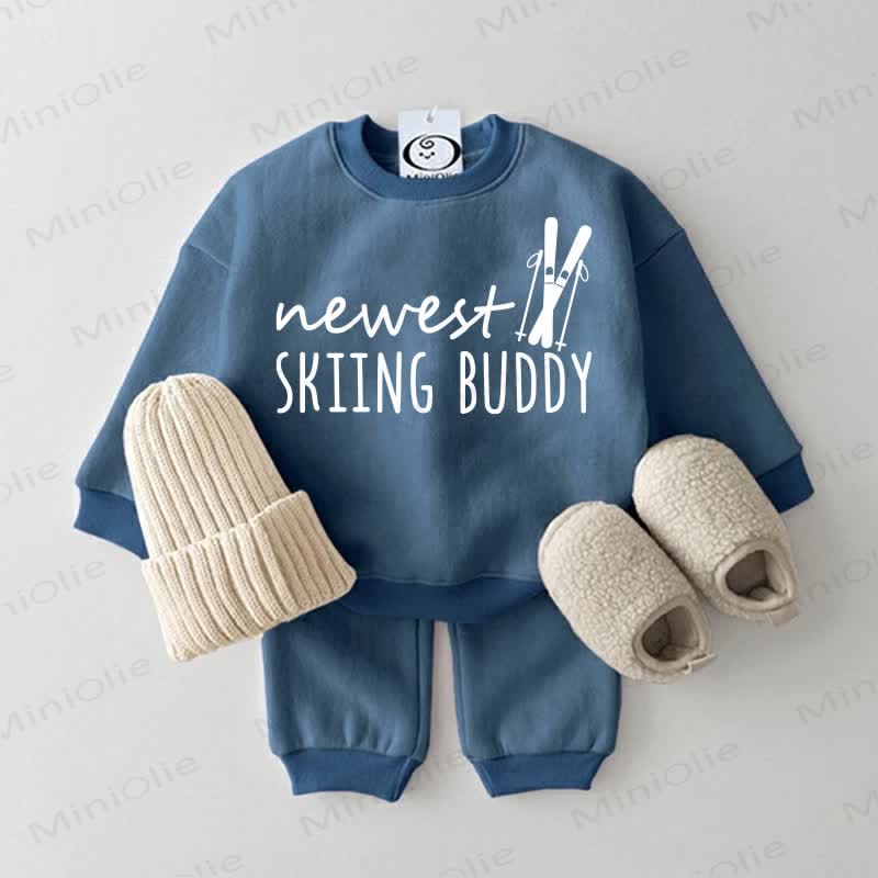 NEWEST SKIING BUDDY Baby Sweatshirt 2-piece Set - Blue - 2-3T - image 4