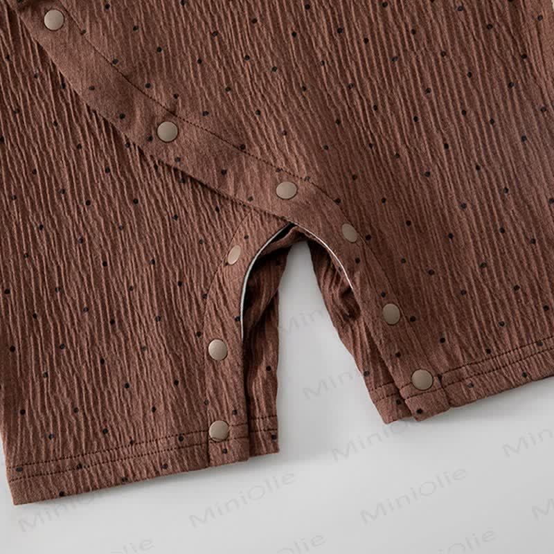 Baby Dot/Bear Front Placket Button Romper - image 9