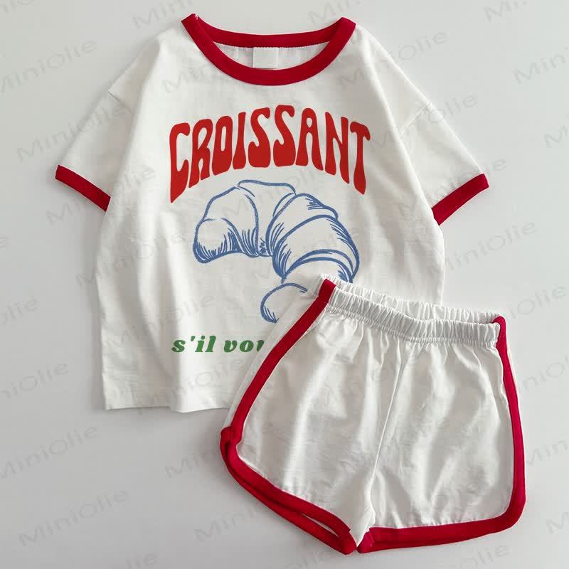 CROISSANT Baby T-shirt and Shorts 2-Piece Set - White&Red - 3-5T - image 1