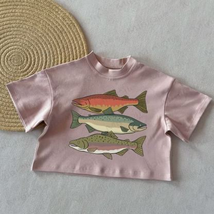 Baby Fish Summer Casual T-Shirt - Coral Pink - 2-3T - image 3