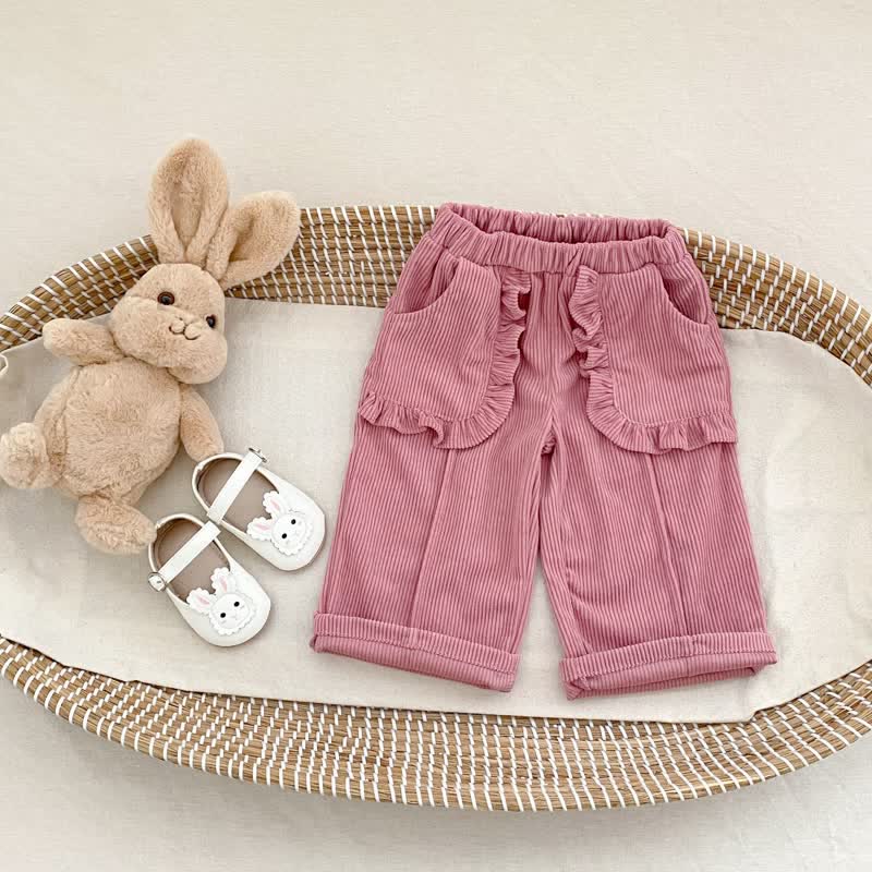 Baby Plain Corduroy Pleated Lace Pocket Pants - image 13