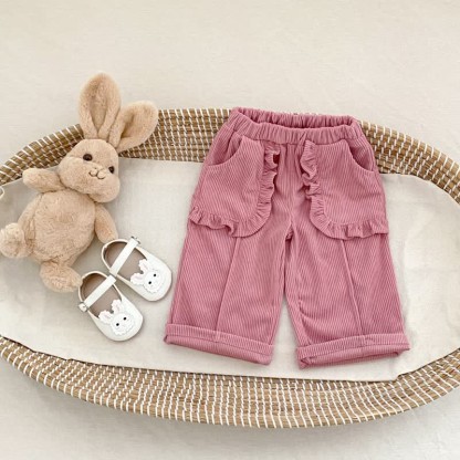 Baby Plain Corduroy Pleated Lace Pocket Pants - image 13