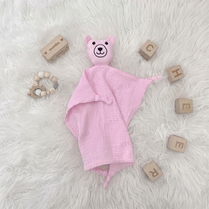 Personalized Baby Name Lion/Bear Security Blanket - Pink Bear - 30x30cm - image 12