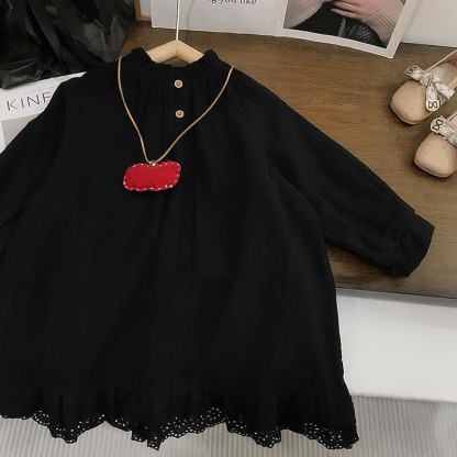 Toddler Vintage Black Solid Color Dress - image 3