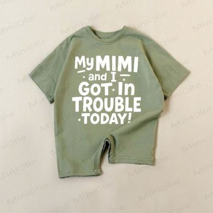 MY MIMI AND I GOT IN TROUBLE TODAY! Baby Green Slogan Romper - Green - 18-24M - image 1