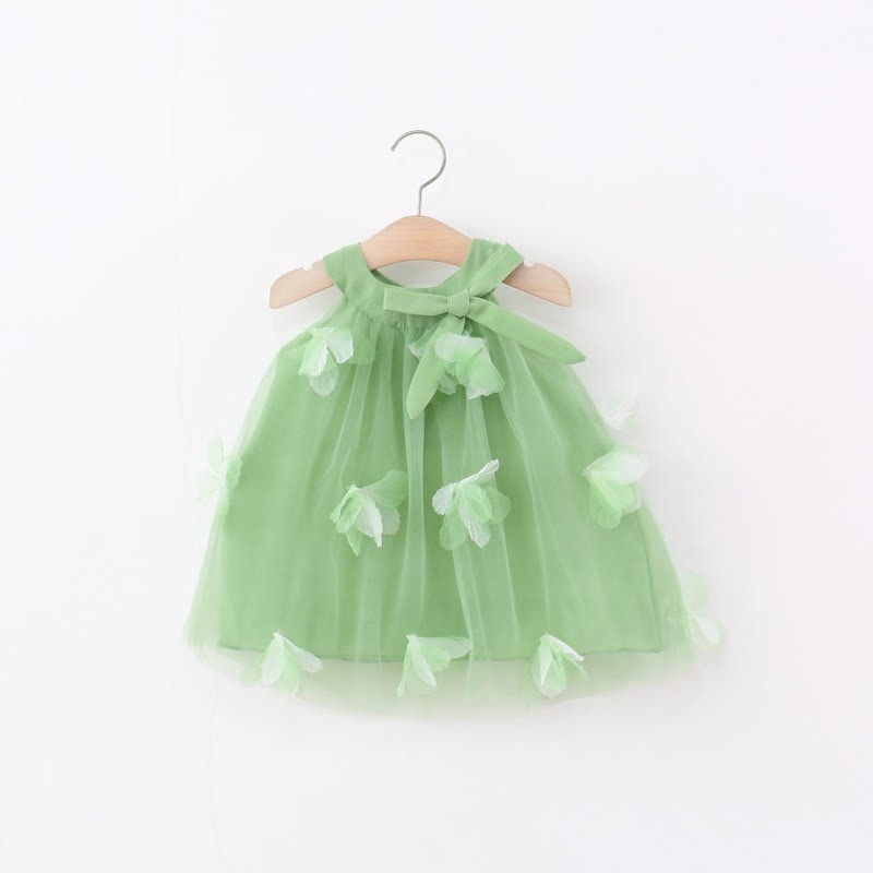 Toddler 3D Flower Bow Tulle Charming Dress - Green - 5-7T - image 11