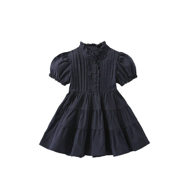 Toddler Kid Dark Blue Solid Color Dress - image 8