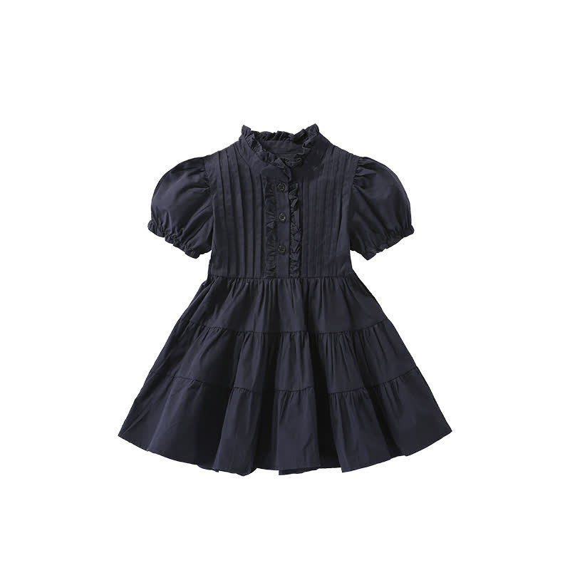 Toddler Kid Dark Blue Solid Color Dress - image 8