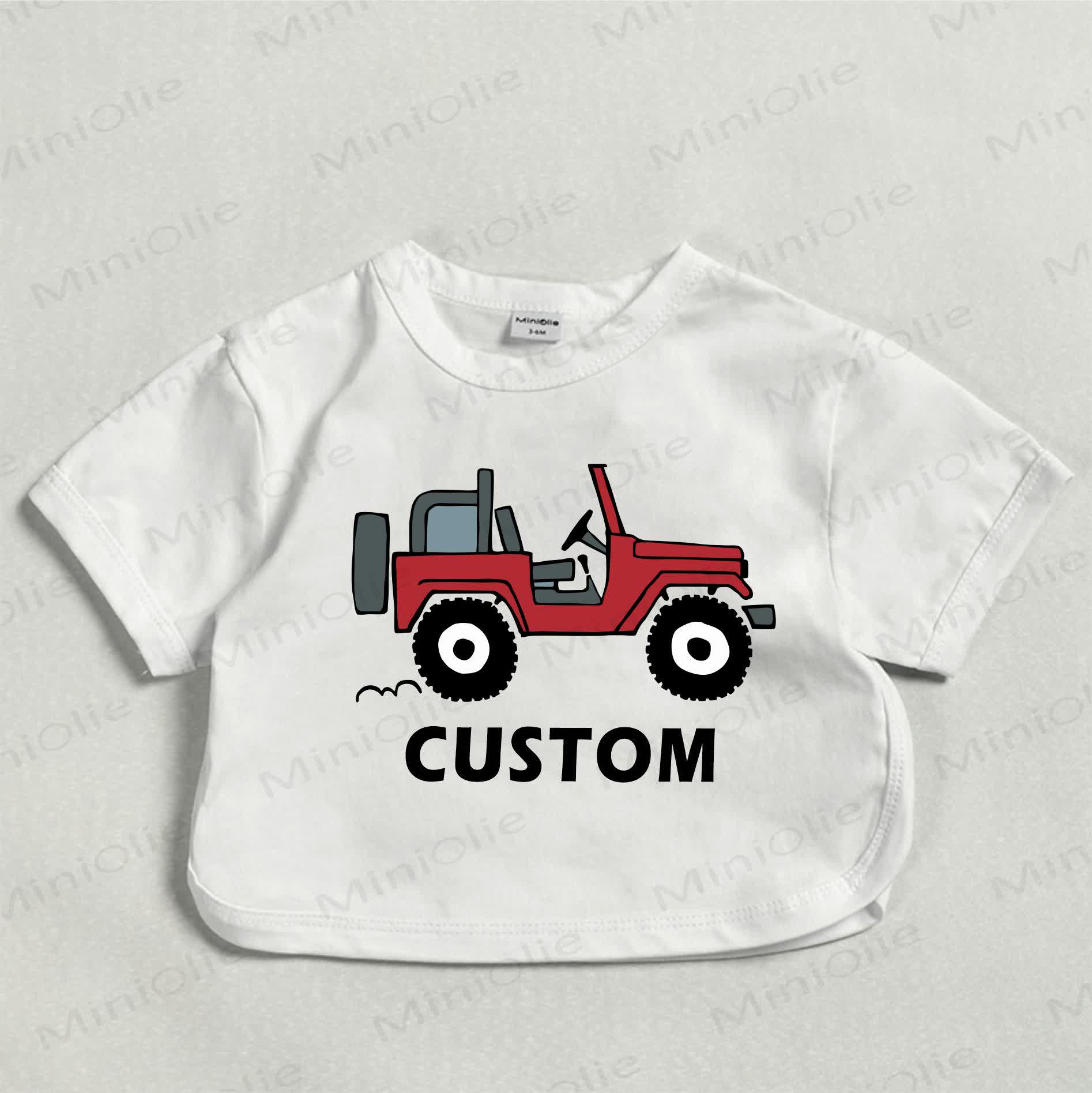 Customized Vehicle Baby Boys Personalize Your Name White T-shirt - image 1