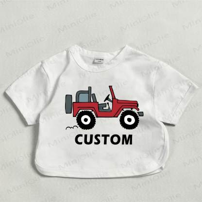 Customized Vehicle Baby Boys Personalize Your Name White T-shirt - image 1
